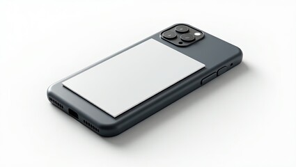 Dark gray smartphone with blank white card mockup.