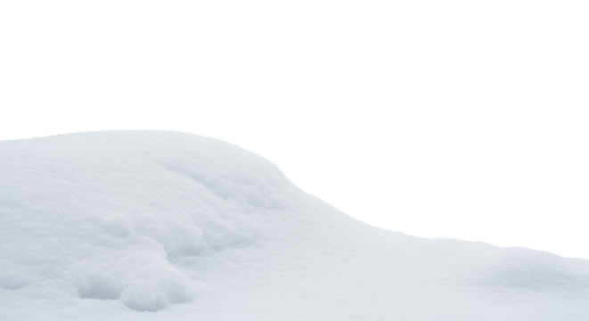 Pristine snowdrift with delicate snowflake texture, low-left, against an expansive transparent background for copy space, high-key studio shot, cool tones. Concept of a clean slate and fresh start