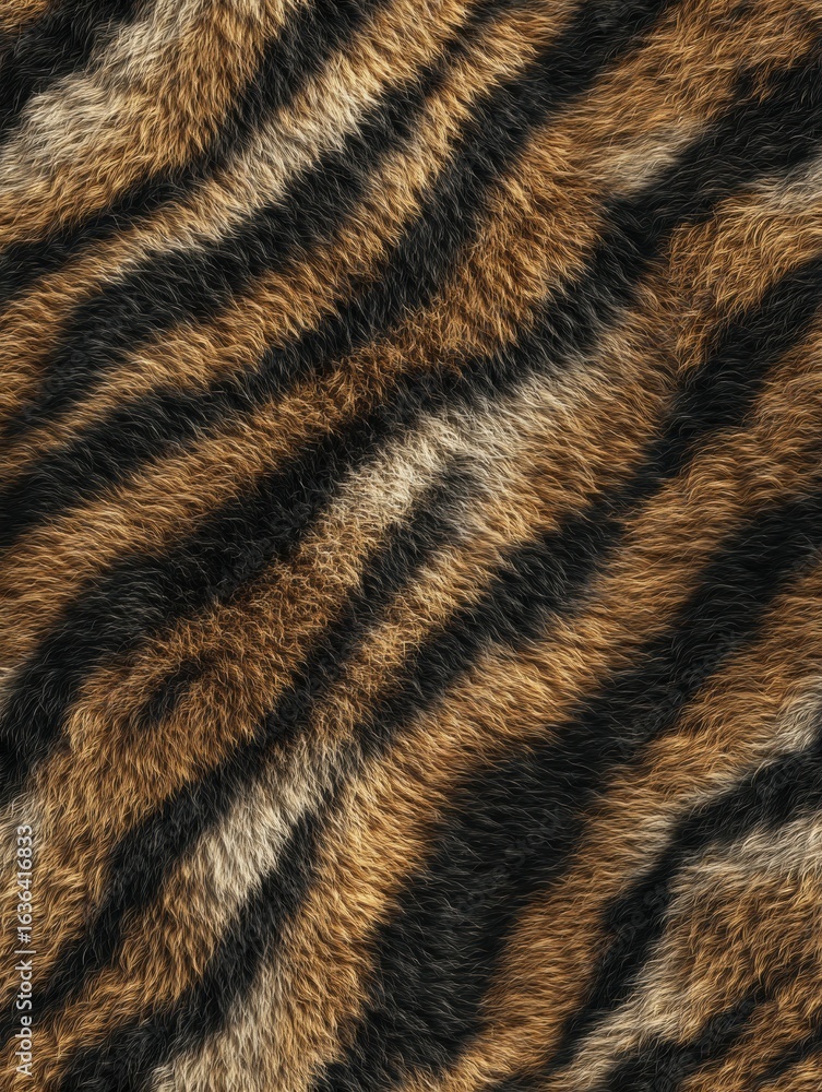 Poster close-up view of soft and striking tiger fur pattern texture