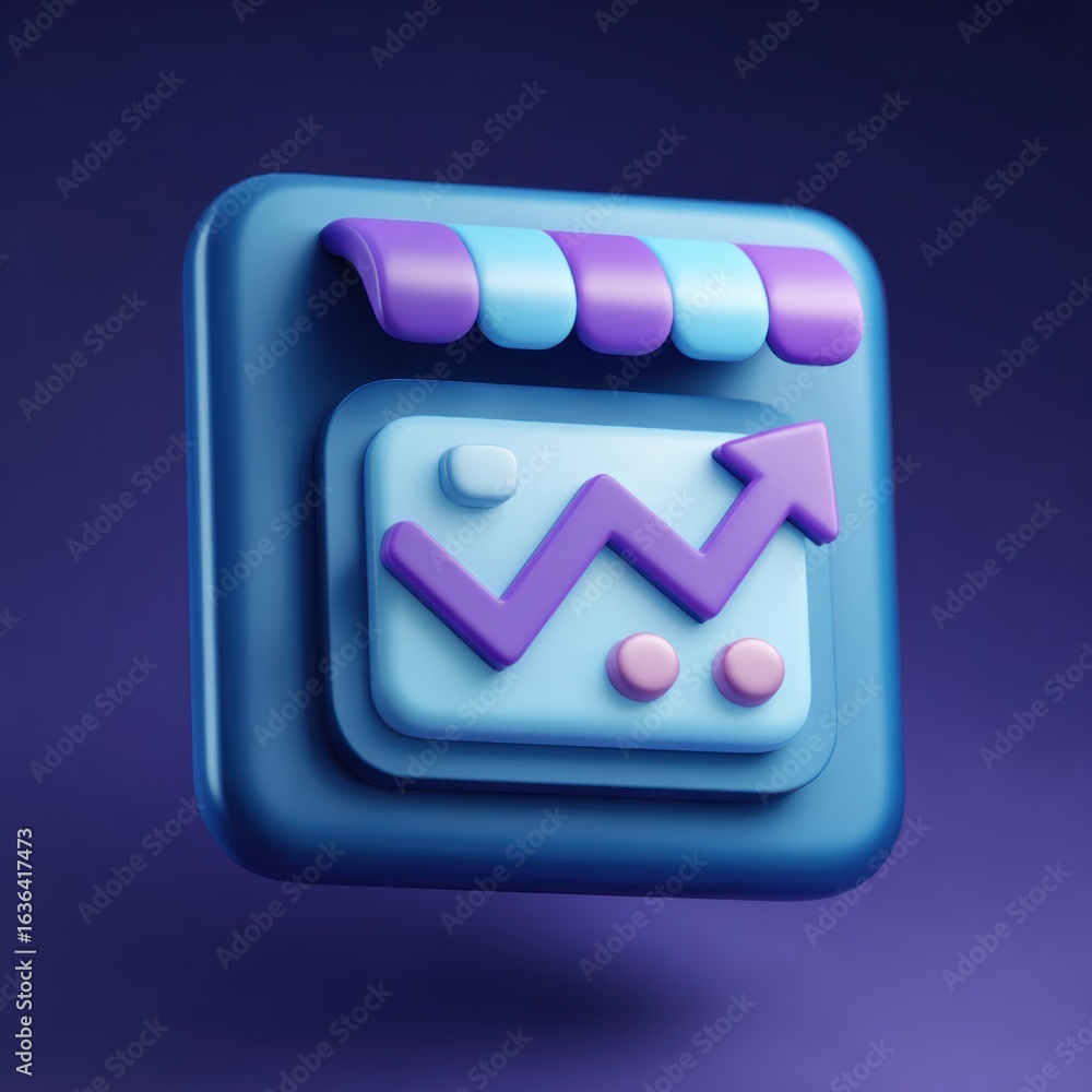 Poster modern retail icon with graph and store elements in vibrant design
