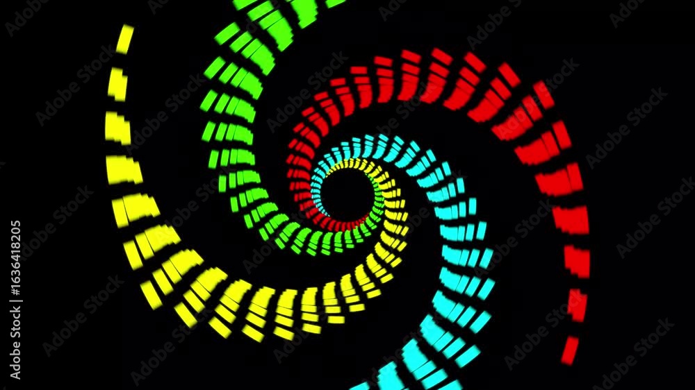 Poster neon line rotation background .minimal thin fluorescent spiral in infinite rotation. funky holograph