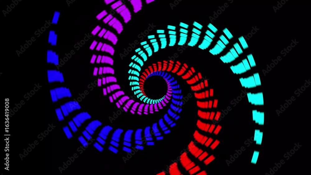 Poster neon line rotation background .minimal thin fluorescent spiral in infinite rotation. funky holograph