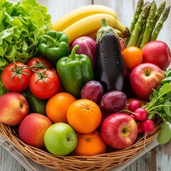 fruits and vegetables in basket
