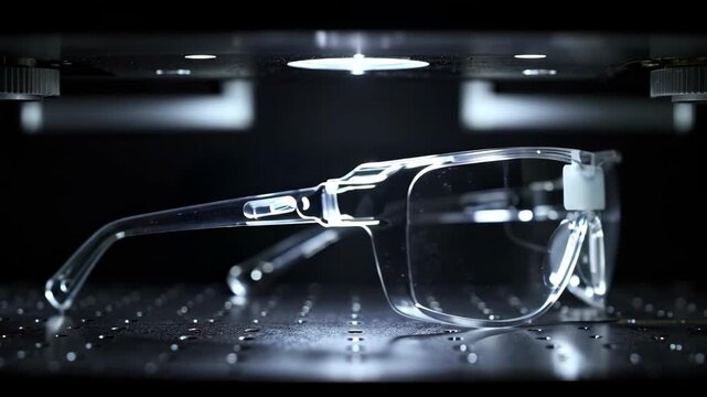 Transparent Safety Glasses Protective Eyewear Laboratory Equipment Scientific Research. Industrial Safety Protection Concept. Safety Equipment Laboratory Services Protective Gear Banner