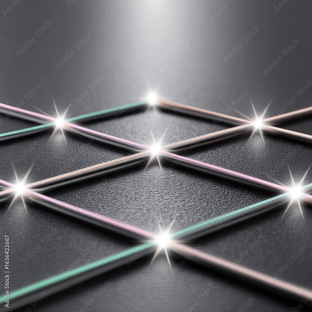 Poster abstract geometric pattern with glowing lines and dark background