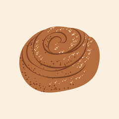 Fresh baked cinnamon roll, ideal for coffee shops, breakfast menus, or sweet designs.