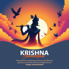 happy shree krishna janmashtami new. vector illustration design for editable