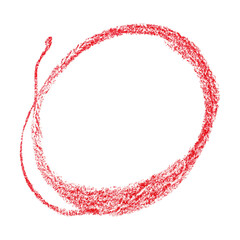 Hand drawn red crayon circle isolated on transparent background, a simple and artistic graphic element for highlighting or marking