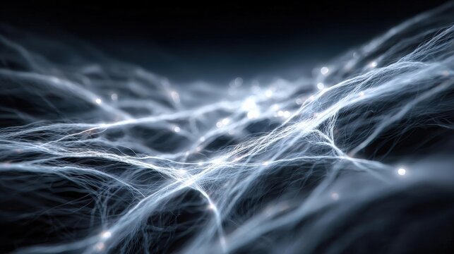 Intricate texture of fascia fibers illuminated by soft, ethereal light