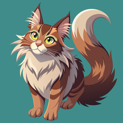 vector illustration of maine coon, climbing, cartoon