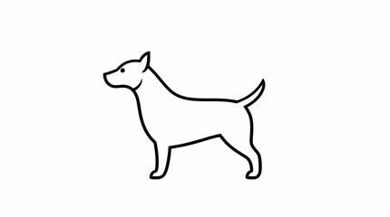 Simple black line drawing of a terrier-type dog in profile view.