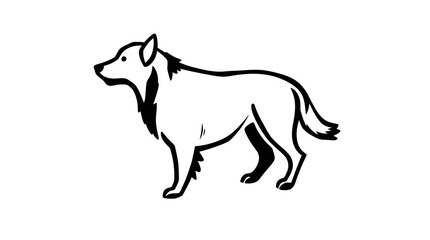 Simple, outlined, navy blue dog head graphic on a white background.