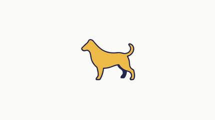 A simple, stylized illustration of a golden dog standing on a white background.