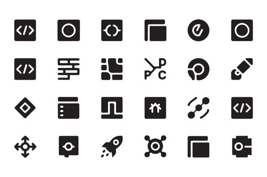 Set of black icon designs for web applications and digital projects