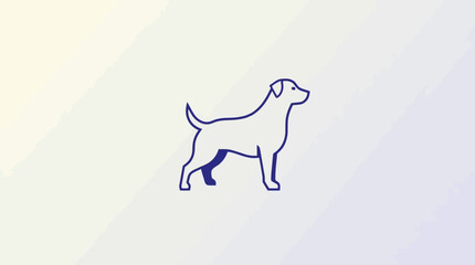 Simple line drawing of a dog standing in profile, facing right, with a short tail.