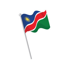 Namibia Flag with Pole Flat Vector Design