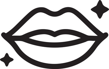 Silhouette vector of natural lips with tooth shine, perfect for beauty, health, and bright smile designs.