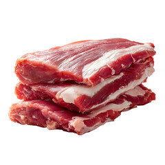 Obraz premium Fresh Raw Pork Meat Slices Stacked Black Background