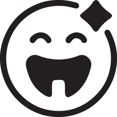 Silhouette vector of a grinning face outline with tooth shine, perfect for joyful, bright, and cheerful designs.