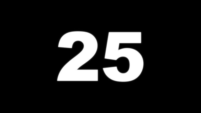 30 sec countdown animation. 30 seconds countdown, 4K resolution. Digital countdown timer 30 sec from 30 to 0 seconds on black background, 30 sec countdown timer.