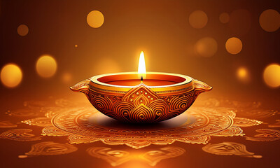 Colorful diya lamps lit during diwali celebration
