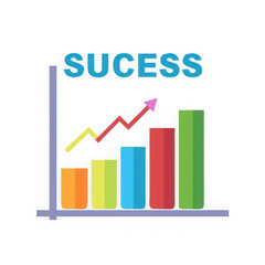 Colorful bar chart showing upward trend and success isolated on transparent background