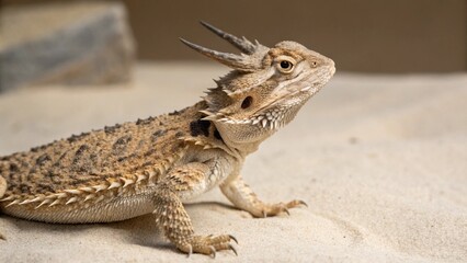 Fototapeta premium Horned Lizard on studio background