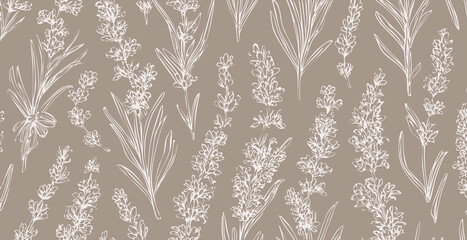 Lavander print pattern background in provance style, floral background. Pastel tones vintage style wallpaper in vector. © theeve