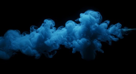 Blue Smoke Swirling Against a Black Background
