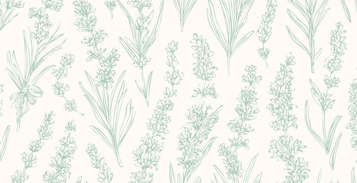Fototapeta Lavander print pattern background in provance style, floral background. Pastel tones vintage style wallpaper in vector.