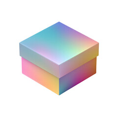 Pastel Gradient Colorful Gift Box Product Packaging isolated on transparent background Remove png, Clipping Path, pen tool
