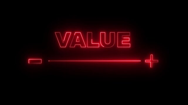 Glowing neon value added icon animation. increase value, company value add, growth plan. Positive thinking or personal development. 4k video animation.