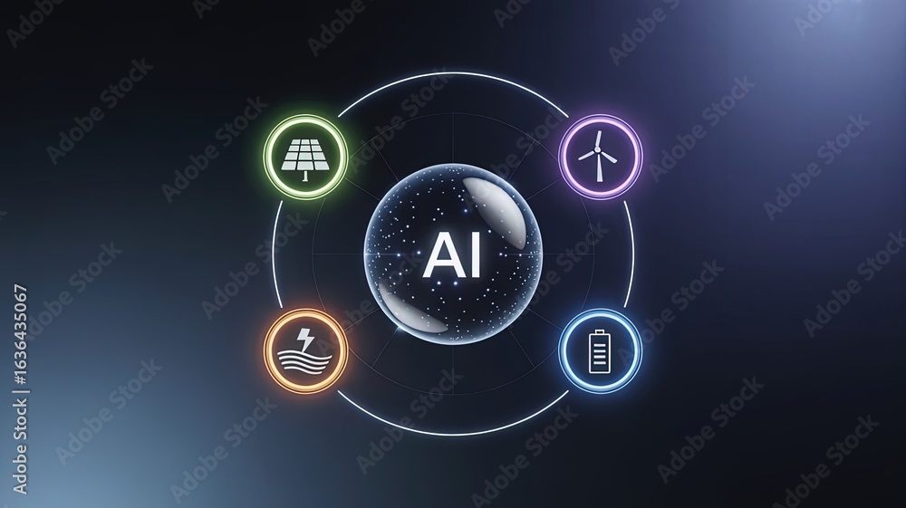 Poster ai driven eco-innovation: this graphic showcases the intersection of artificial intelligence and ren