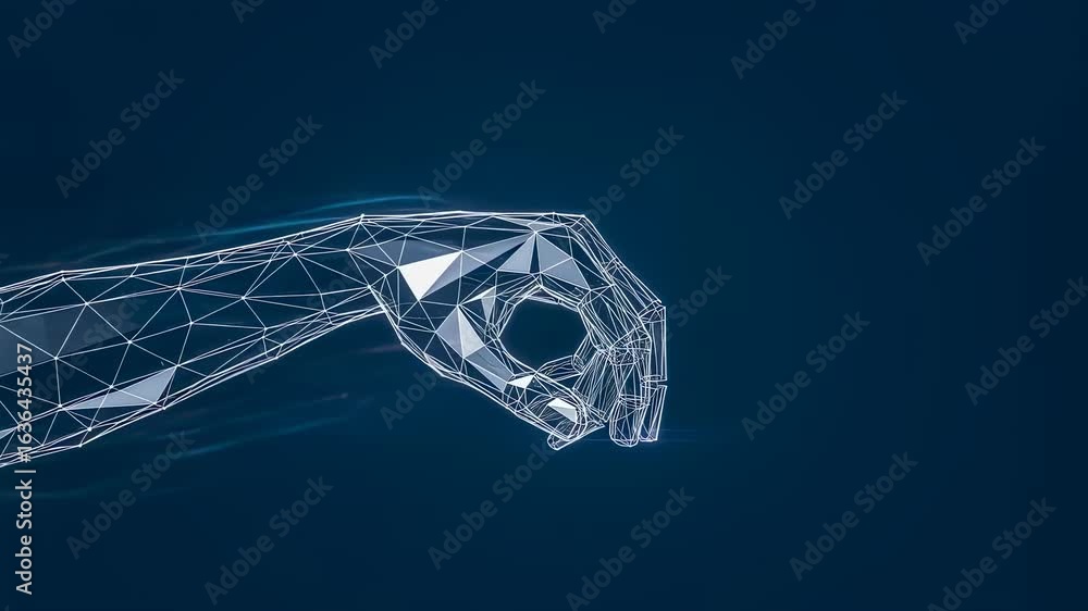 Poster futuristic virtual hand showing digital interaction or connection gesture. artificial intelligence a