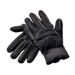 Black work gloves on black background detailed view
