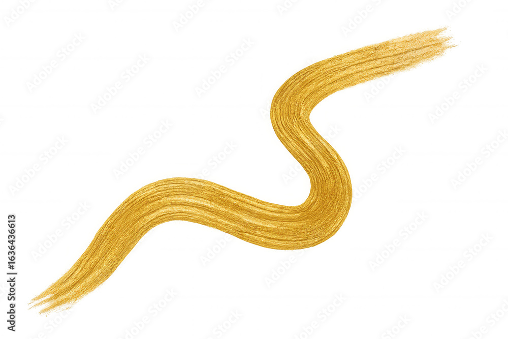 Poster golden brush stroke forming a dynamic wavy line, ideal for adding a touch of elegance and luxury to 