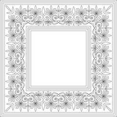 Classic greek black outline square ornament. Vector pattern, ancient hellenic rectangle. European border.
