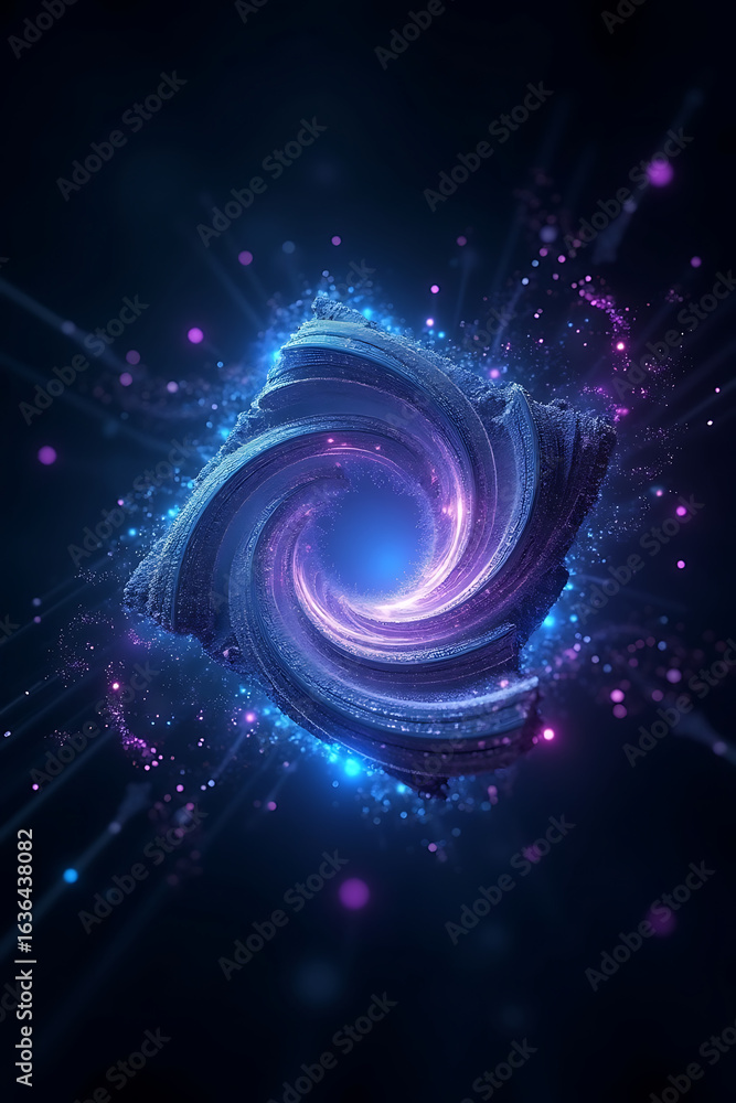 Aufkleber abstract swirling vortex of blue and purple light with surrounding particles, creating a futuristic 