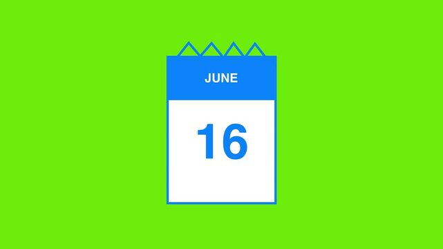June month calendar. calendar simple icon animation date change time month. sophisticated calendar animation. Date, day and month
