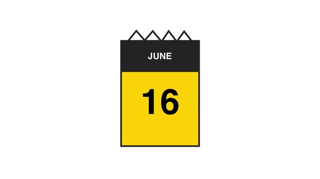 June month calendar. calendar simple icon animation date change time month. sophisticated calendar animation. Date, day and month
