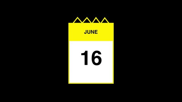June month calendar. calendar simple icon animation date change time month. sophisticated calendar animation. Date, day and month

