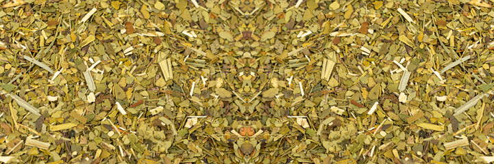 Matcha and Green Tea Leaves Mix Isolated, Dry Fresh Herbal Tea Pile, Healthy Drink Ingredient