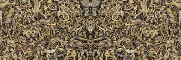 Dry Green Tea Leaves Background