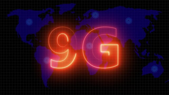 9G Network Technology Glow Animation on Digital World Map &ndash; Futuristic Data Transfer Concept. Global Connectivity Lines on Digital World Map &ndash; Data Transfer and Networking Visualization. 4K video