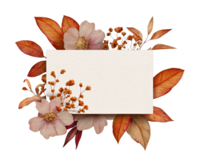 PNG Watercolor fall leaves and flowers elegant autumn design.