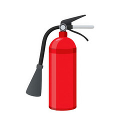 Obraz premium Red fire extinguisher with black hose and nozzle isolated on transparent background