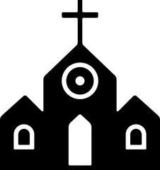 Church building icon.Sacred place of worship and spirituality concept. Christian faith symbol for belief and prayer. Editable stroke and perfect pixel isolated on transparent background.