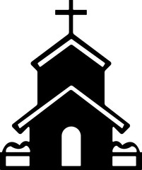 Church building icon.Sacred place of worship and spirituality concept. Christian faith symbol for belief and prayer. Editable stroke and perfect pixel isolated on transparent background.
