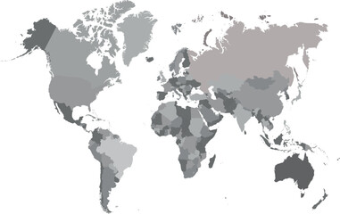 Grayscale World Political Map