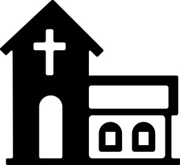 Obraz premium Church building icon.Sacred place of worship and spirituality concept. Christian faith symbol for belief and prayer. Editable stroke and perfect pixel isolated on transparent background.